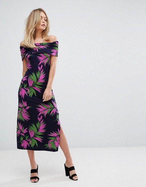 Warehouse Graphic Palm Print Midi Dress 3